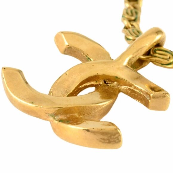 CHANEL CC Logo Necklace 16" Gold Tone Auth - Picture 4 of 6
